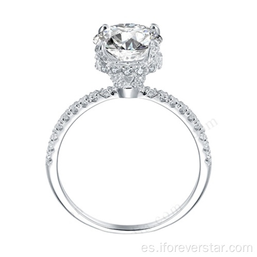Nuevo diseño blanco moissanite diamante anillo compromiso